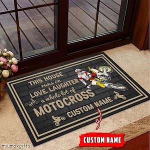 This House Runs On Motocross Doormat, Motocross Doormat, Motocross Rug, Motocross Mat, Gift For Motocross Player, Doormat For Home