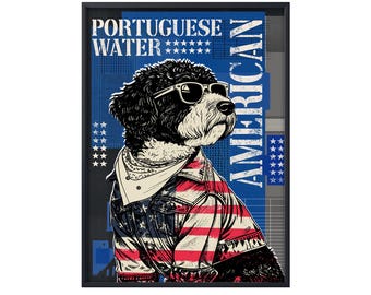 Funny Portuguese Water Independence Day Poster, Portuguese Water Poster, Dog Wall Art, Fourth Of July Poster, Dog Poster Home Decor