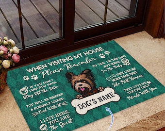 Yorkshire Terrier Doormat, Yorkie Rug, Personalized Dog Doormat, Dog Rug, Dog Mat, Doormat For Dog Lover, Visiting My House Mat, Home Decor