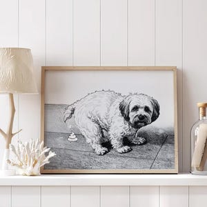 Funny Havanese Pooping On The Grass, Funny Havanese Canvas, Funny Havanese Wall Art, Havanese Dog Decor, Havanese Wall Art