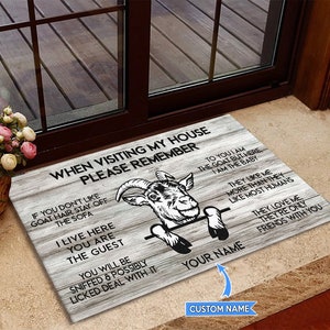 Goat Rug, Lovely Goat Doormat, Goat Mat, Visiting My House Mat, Perfect Gift For Goat Lovers, Goat Doormat,  Farmer Doormat, Funny Doormat
