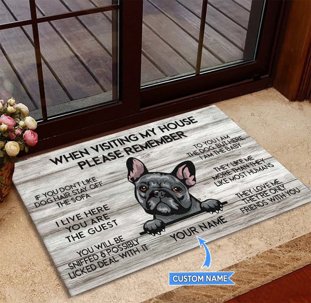 French Bulldog Rug, France Bulldog Gift Doormat, Visiting My House Mat