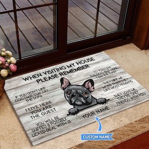 French Bulldog Rug, France Bulldog Gift Doormat, Visiting My House Mat, Perfect Gift For Dog Lovers, Dog Doormat, Funny Dog Doormat