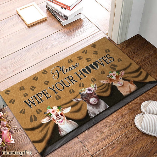 Goat Doormat, Wipe Your Hooves Doormat, Farm Goat Doormat, Funny Goat Mat, Goat Rug, Farmer Doormat, Goat Lover Gift, Housewarming Gift