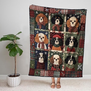 Cavalier King Charles Spaniel Blanket, Collie Dog Sherpa Blanket, Dog Fleece Blanket, Baby Blanket, Dog Lover Gift, Christmas Gift