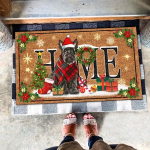 Christmas Scottish Terrier Mat, Scottish Terrier Doormat Christmas, Scotty Doormat, Dog Lover Gift, Christmas Dog Doormat, Christmas Gifts