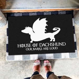 Dachshund Doormat, Dachshund Rug, Pit bull Mat, Our Barks Are Loud Mat, Perfect Gift For Dog Lovers, Dog Doormat, Housewarming Mat