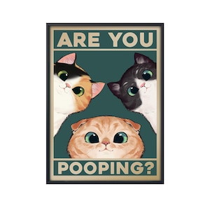 Póster personalizado "¿Estás haciendo caca?", diseño de gato divertido, arte de pared de gato en el baño, lienzo de arte de pared de gato, decoración de baño, regalo para amantes de los gatos.