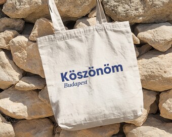 Köszönöm Budapest Tote Bag, Aesthetic Budapest Tote Bag, Budapest Stytish Tote Bag Gift, Aesthetic Tote Bag, Birthday Gift, Canvas Tote Bag
