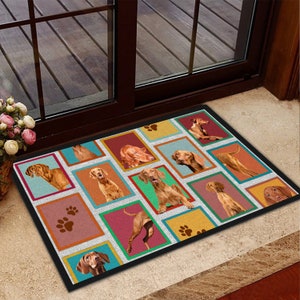 Vizsla Teppich, Vizsla Matte, Vizsla personalisierte Fußmatte, Hundeästhetik Fußmatte, Geschenk für Hundeliebhaber, Hundefußmatte, Wohnkultur, lustige Hundematte