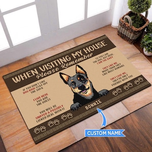 Australian Cattle Dog Doormat, Australia Cattle Dog Rug, When Visiting My House Mat, Perfect Gift For Dog Lover, Cattle Dog Doormat, Dog Mat