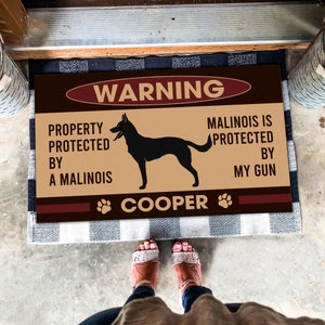 Custom Malinois Doormat, Personalized Malinois Rug, Belgian Malinois Lover Gift, Malinois Mat, Custom Dog Name, Indoor Outdoor Doormat