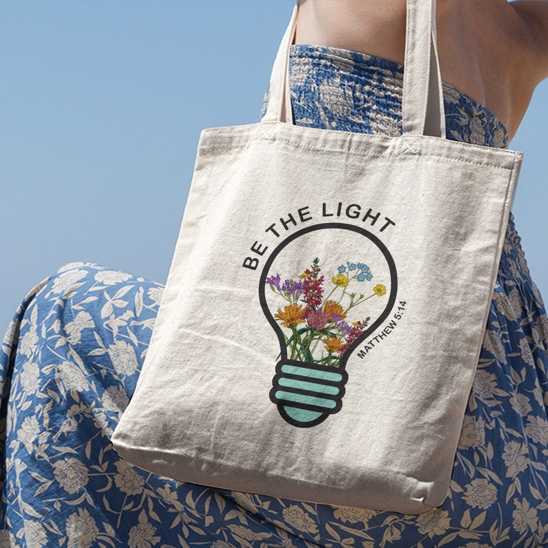Sei das Licht Tasche, christliche Tasche, Bibel Vers Tasche, Wildblume