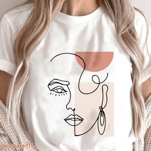 Face Line Art T-Shirt, Abstract Woman Face Line Art T-Shirt, Women T-shirt, Women Shirt, Birthday&#39;s T-Shirt,  Face Line Art Shirt