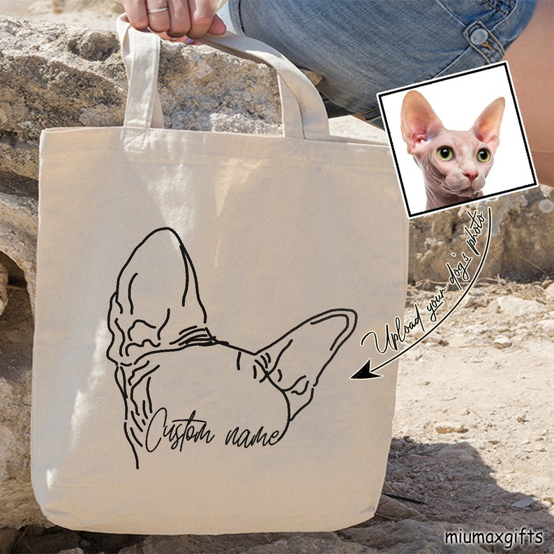 Sphynx Cat Funny Tote Bag Reusable Grocery Shopping Handbag