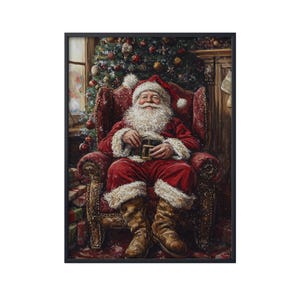 Santa Canvas, Santa Wall Art, Vintage Christmas Wall Art, Santa Art Print, Santa Wall Hanging Decor, Santa Claus Christmas Gifts