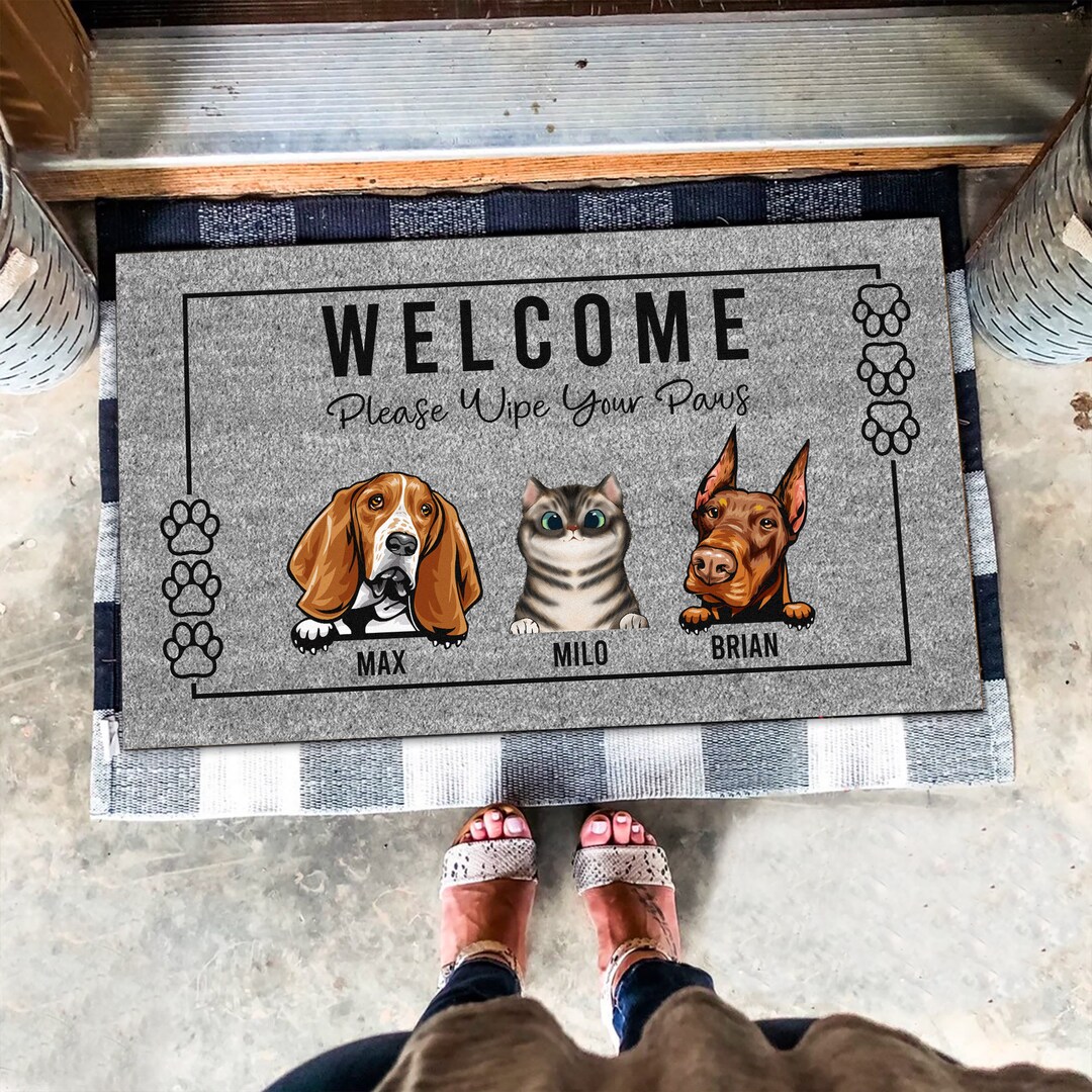 Custom Doormat, Personalized Pet Doormat, Please Wipe Your Paws Print, Pet
