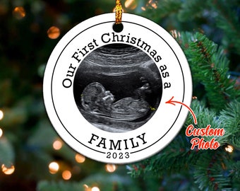 Ultrasound Baby Personalized 1st Christmas Ornament Hanging Bauble Christmas Tree Decoration 2023, My First Christmas Ceramic Bauble 2023