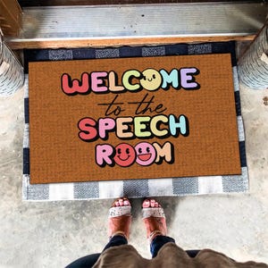 Willkommen im Sprechzimmer, SLP Lehrer Klassenzimmer Fußmatte, Logopädin Klasse Fußmatte, Sprechzimmer Willkommensmatte, Geschenke für Sprachlehrer