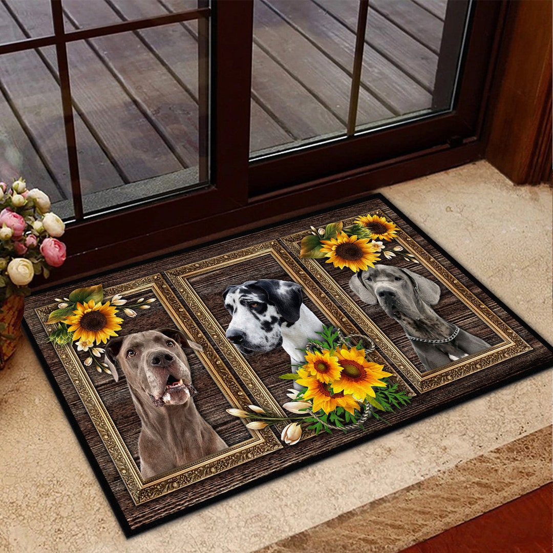 Great Dane Doormat, Great Dane Rug, Great Dane Mat, Sunflower Great