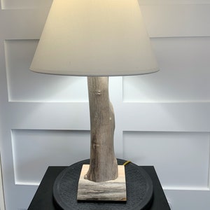 Rustic Driftwood Lamp with Natural Live Edge Maple Base (24" Tall) - shade not included