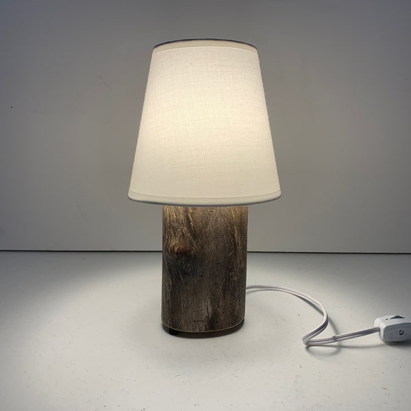 Handmade rustic driftwood side table lamp - 5" tall for a nightstand or side table - shade not included