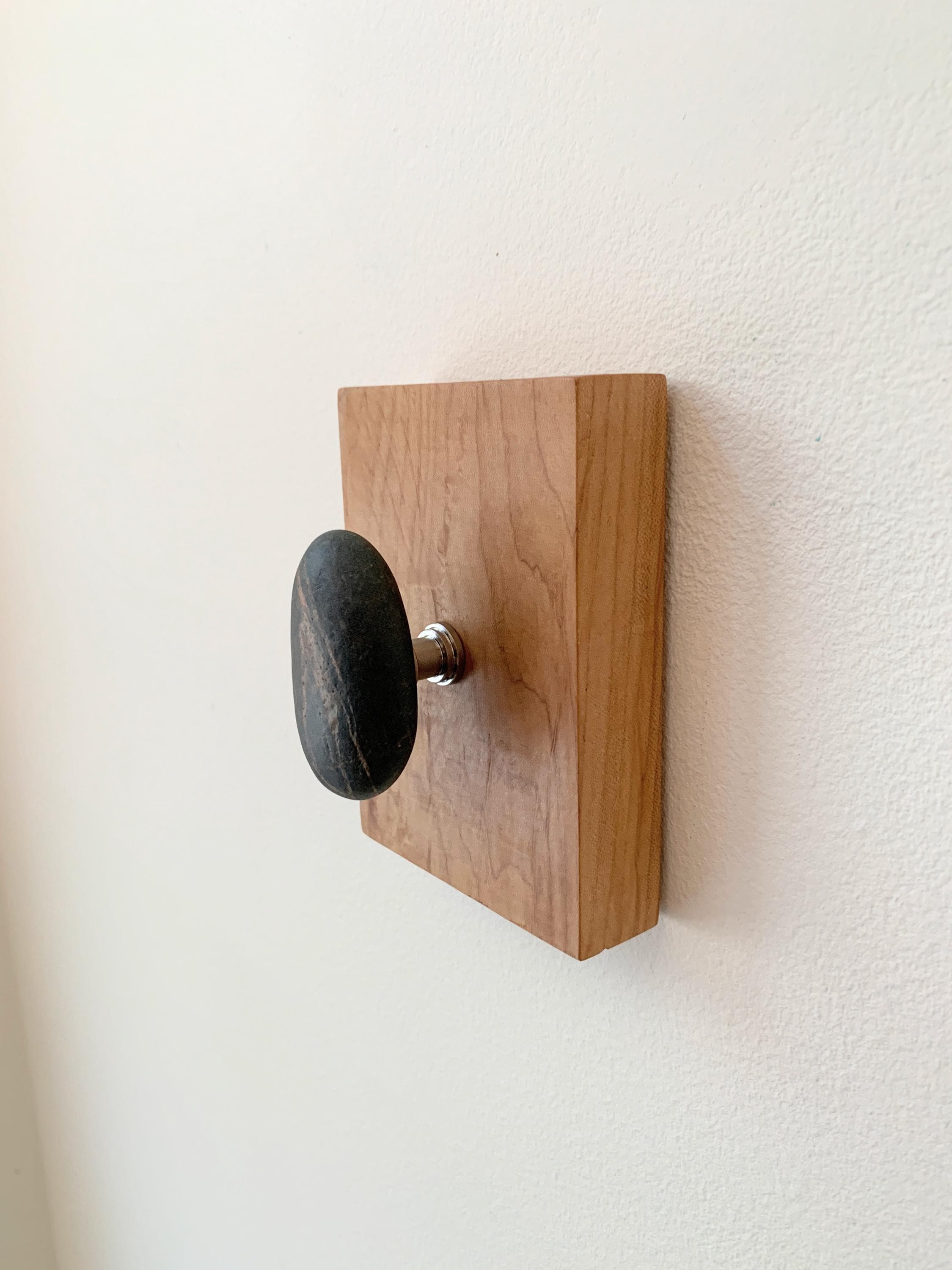 Beach Stone Hook: Cherry Wood, Lake Michigan Decor