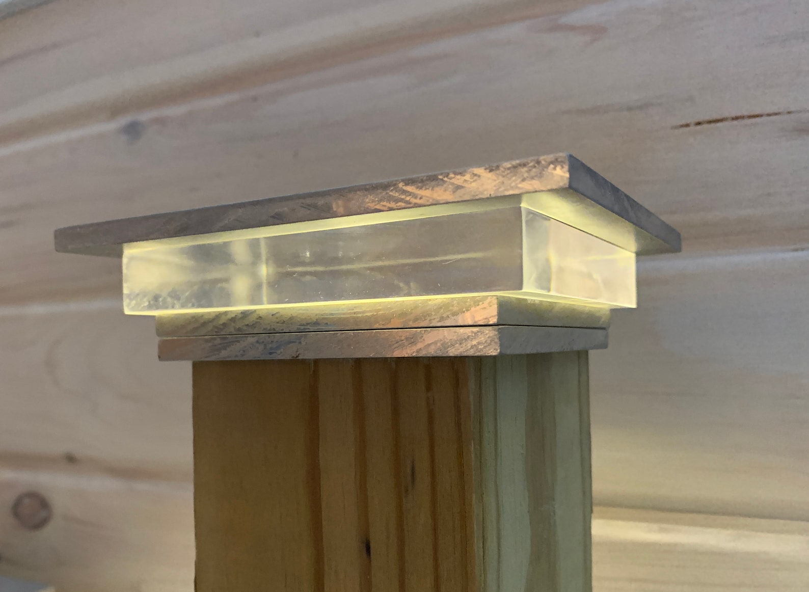 Modern exterior newel post top post cap landscape light 12volt Etsy