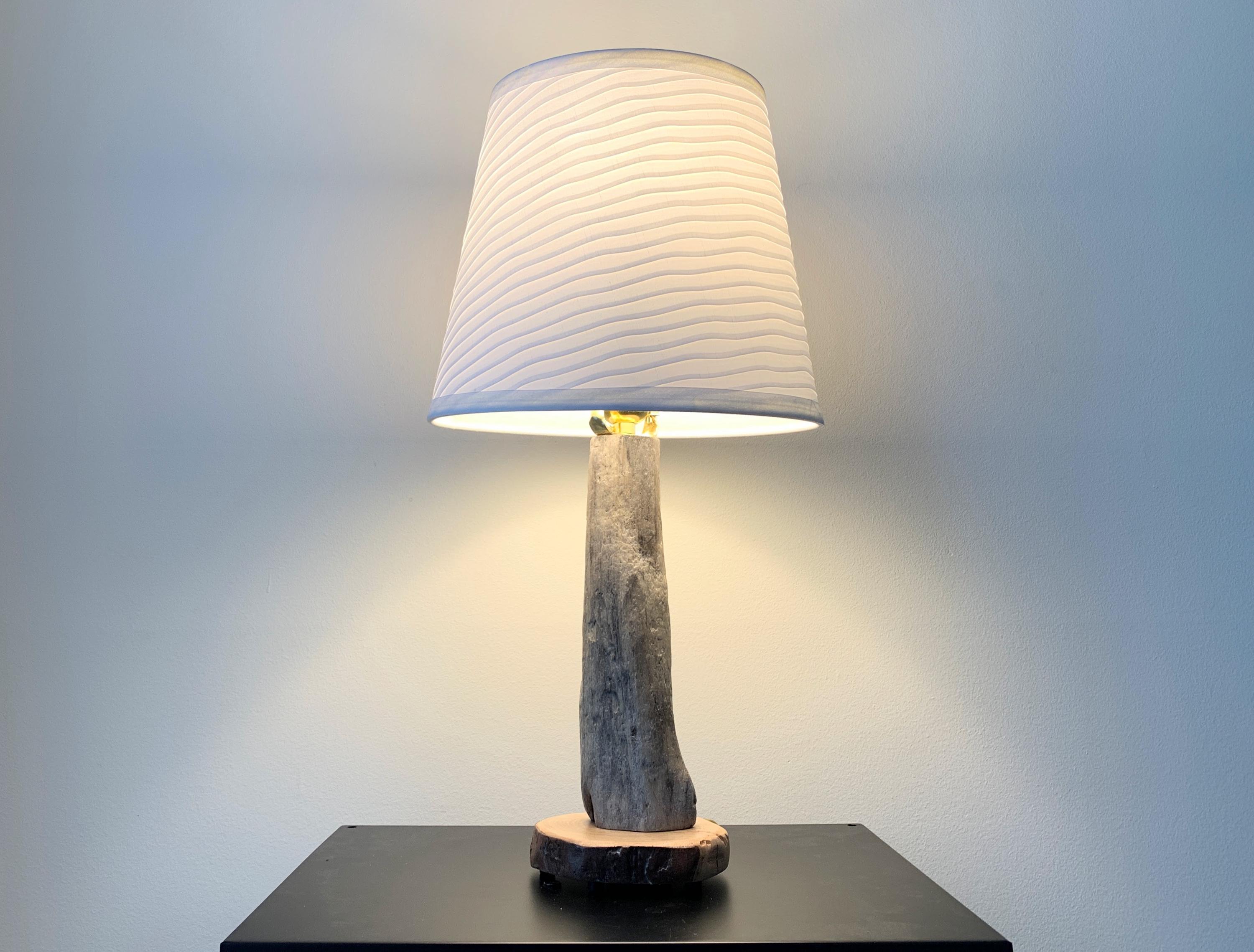 Handmade Driftwood Log Lamp with Live Edge Base -19" tall – shade not included