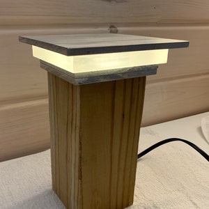 Modern solid aluminum/acrylic handmade landscape light - fence post cap, newel top, mailbox post - 12volt LED - frosted acrylic or clear