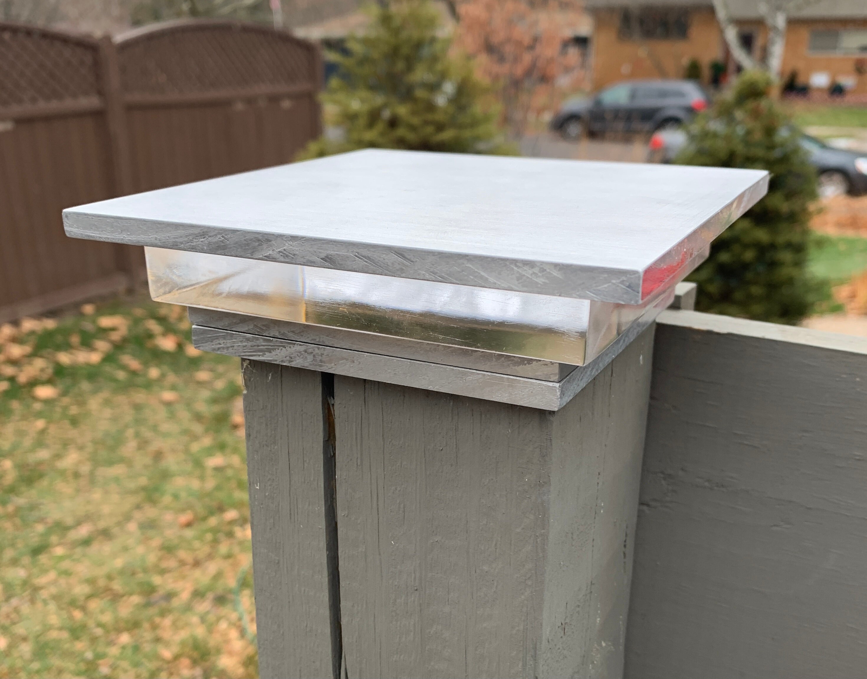 Modern exterior newel post top post cap landscape light Modern exterior newel post top post cap landscape light