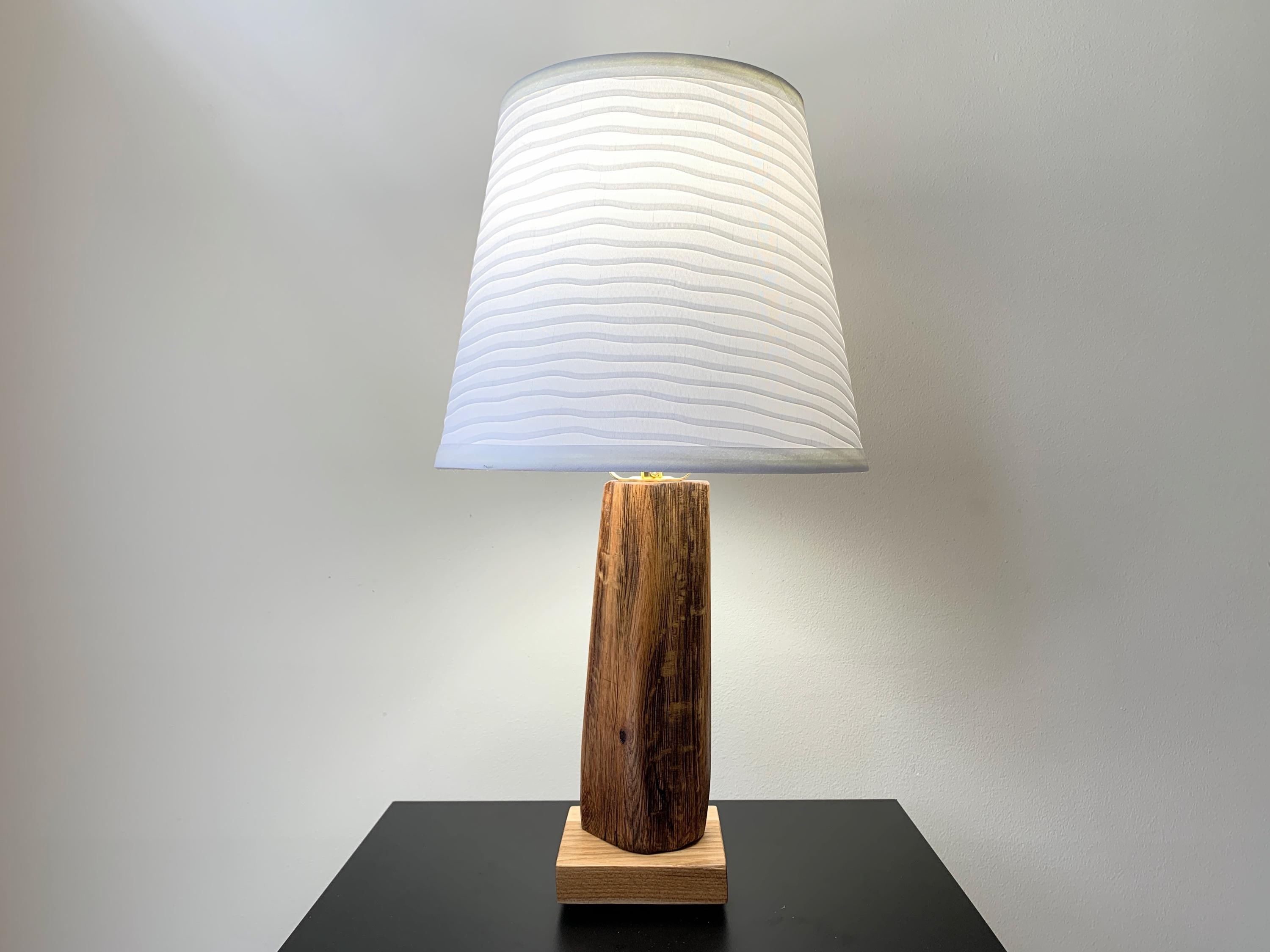 Dark Driftwood Table Lamp – Rustic Hickory Base – Shade Not Included