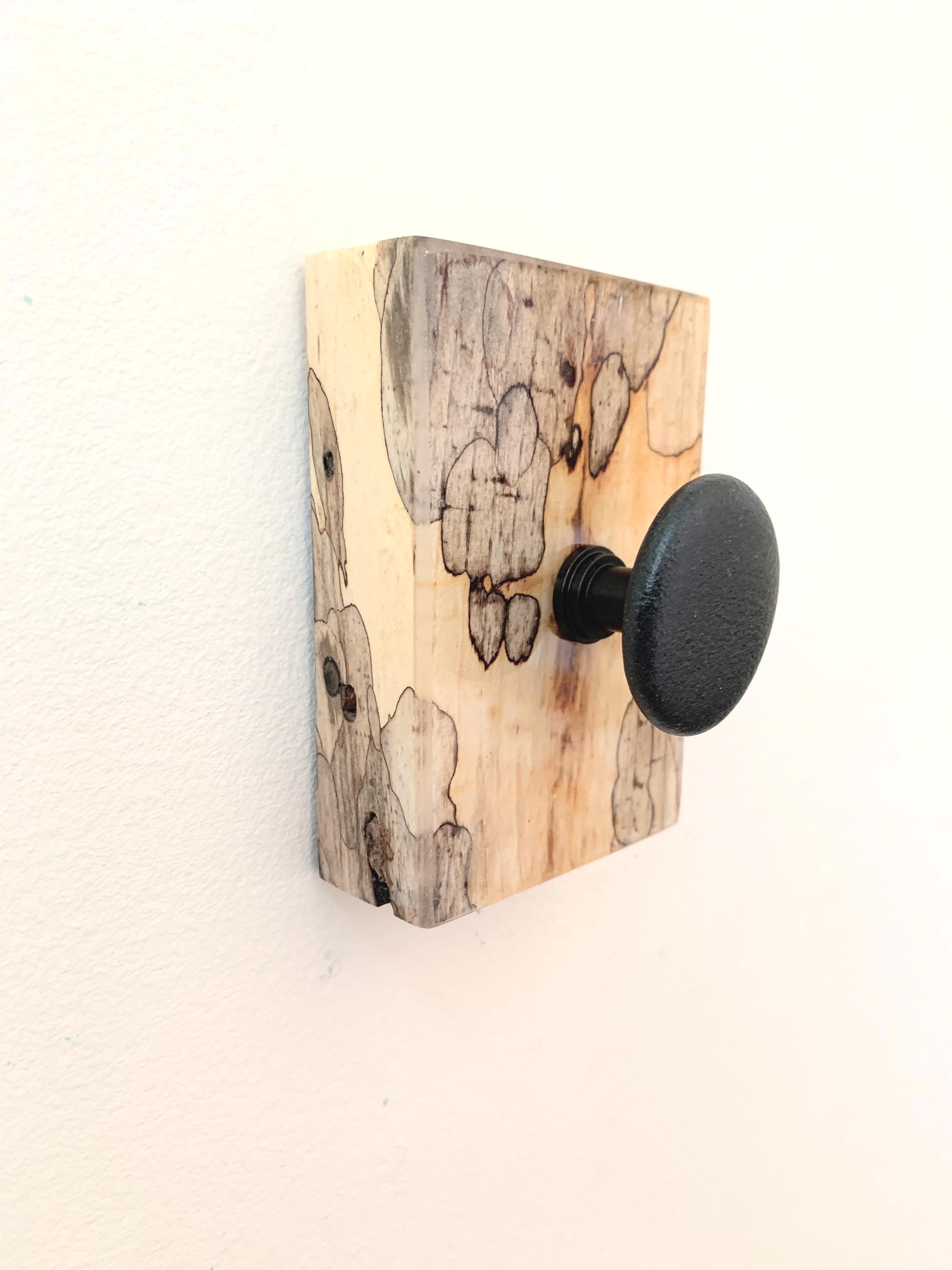 Rustic Beach Stone Wall Hook on Spalted Driftwood – Coastal, Beach and Lake Decor