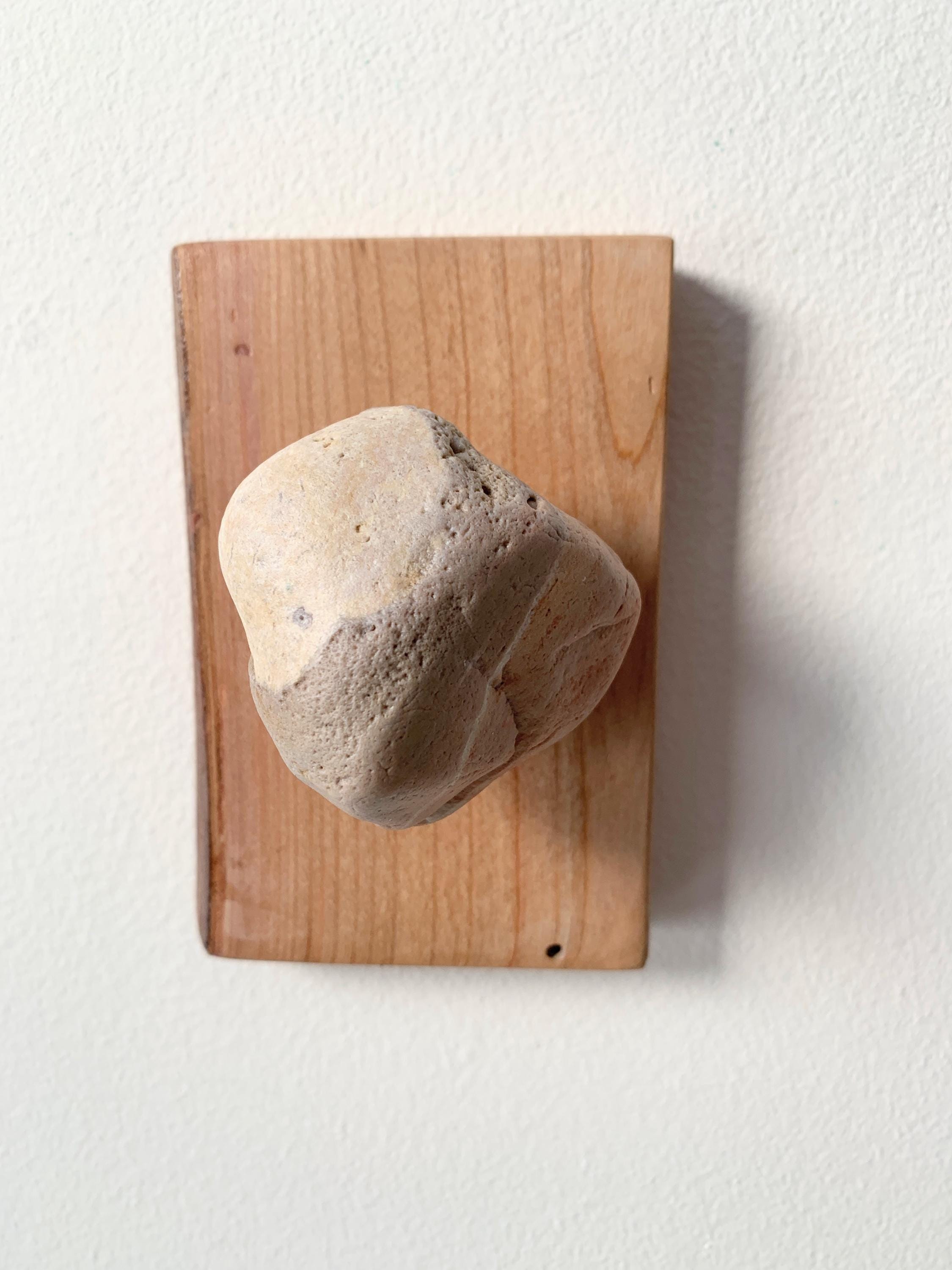 Unique Beach Stone Wall Hook – Live Edge Choke Cherry Wood, Handmade