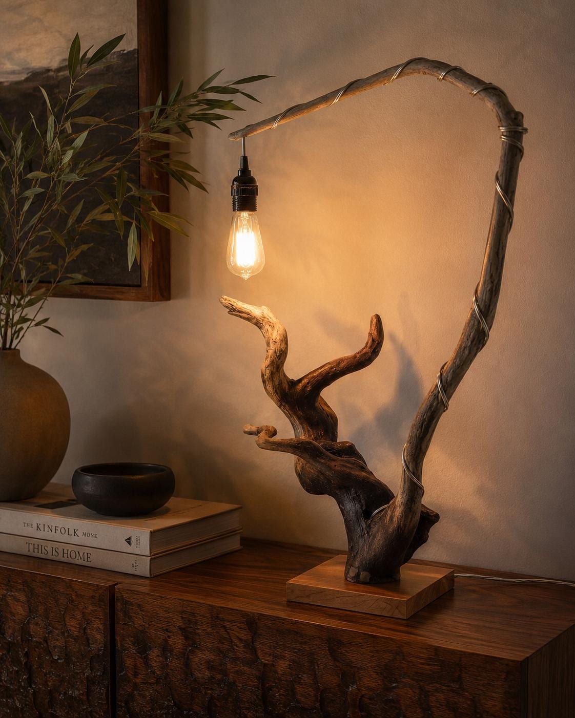 Large Driftwood Statement Lamp | One-of-a-Kind Sculptural Wood Light | Organic Home Decor