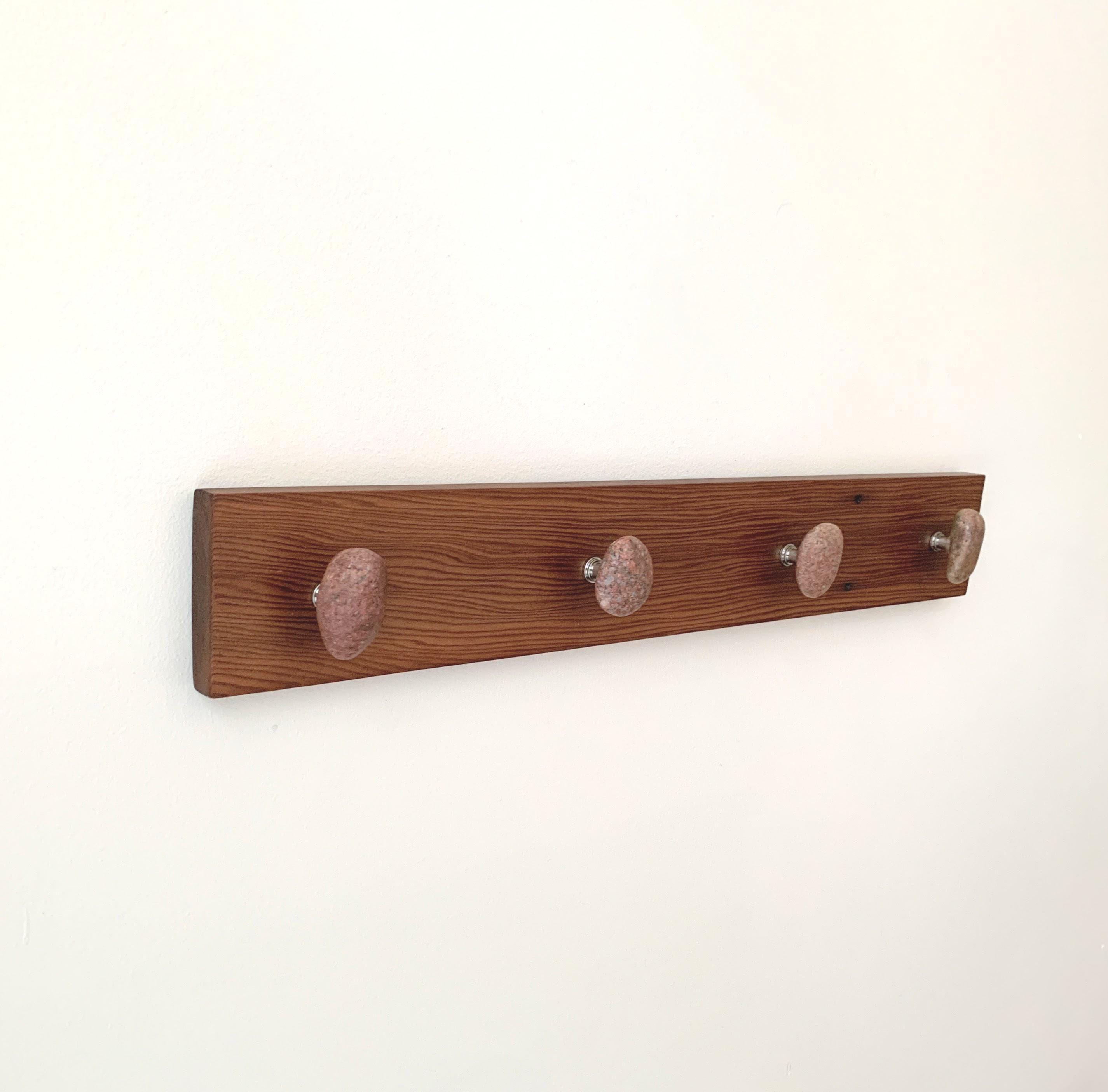 Wood Wall Hooks – Beach Stone & Reclaimed Redwood – 23" Wide