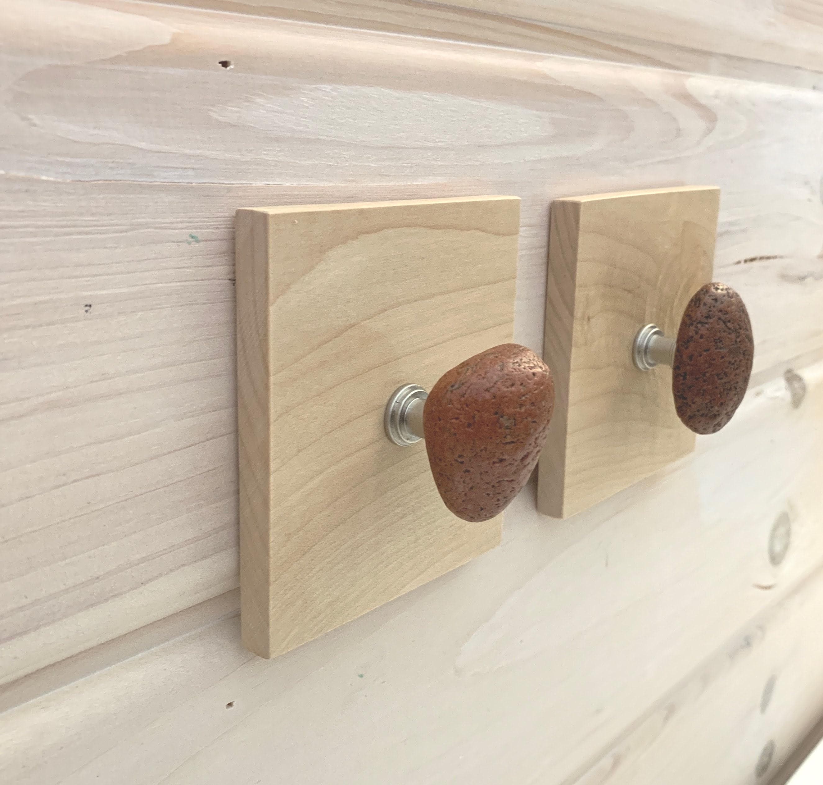 Beach Stone Coat Rack | Coastal Wall Hooks for Towels & Jackets, Rustic Lake House Decor