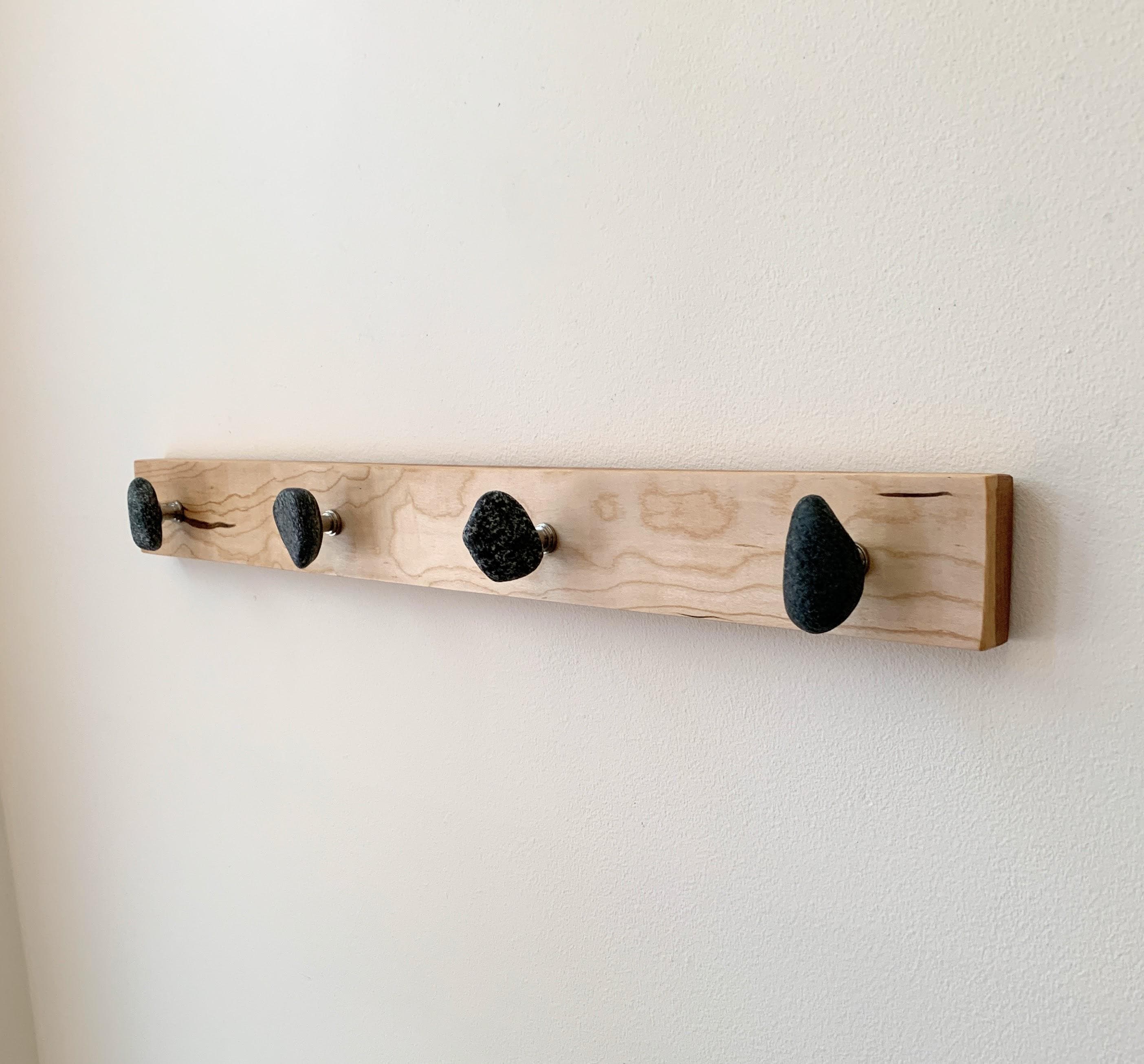 Wood Coat Hooks – Beach Stone & Cherry – Wood Wall Art