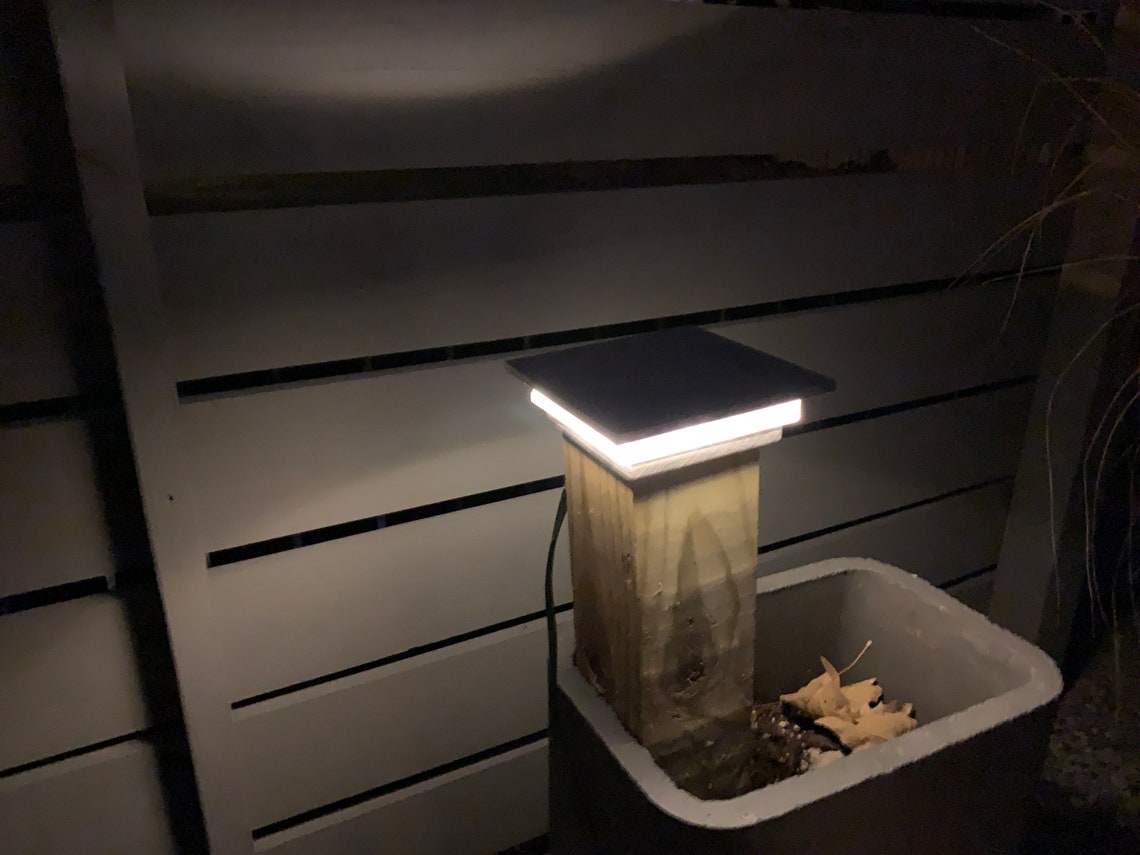 Modern exterior newel post top post cap landscape light Modern exterior newel post top post cap landscape light