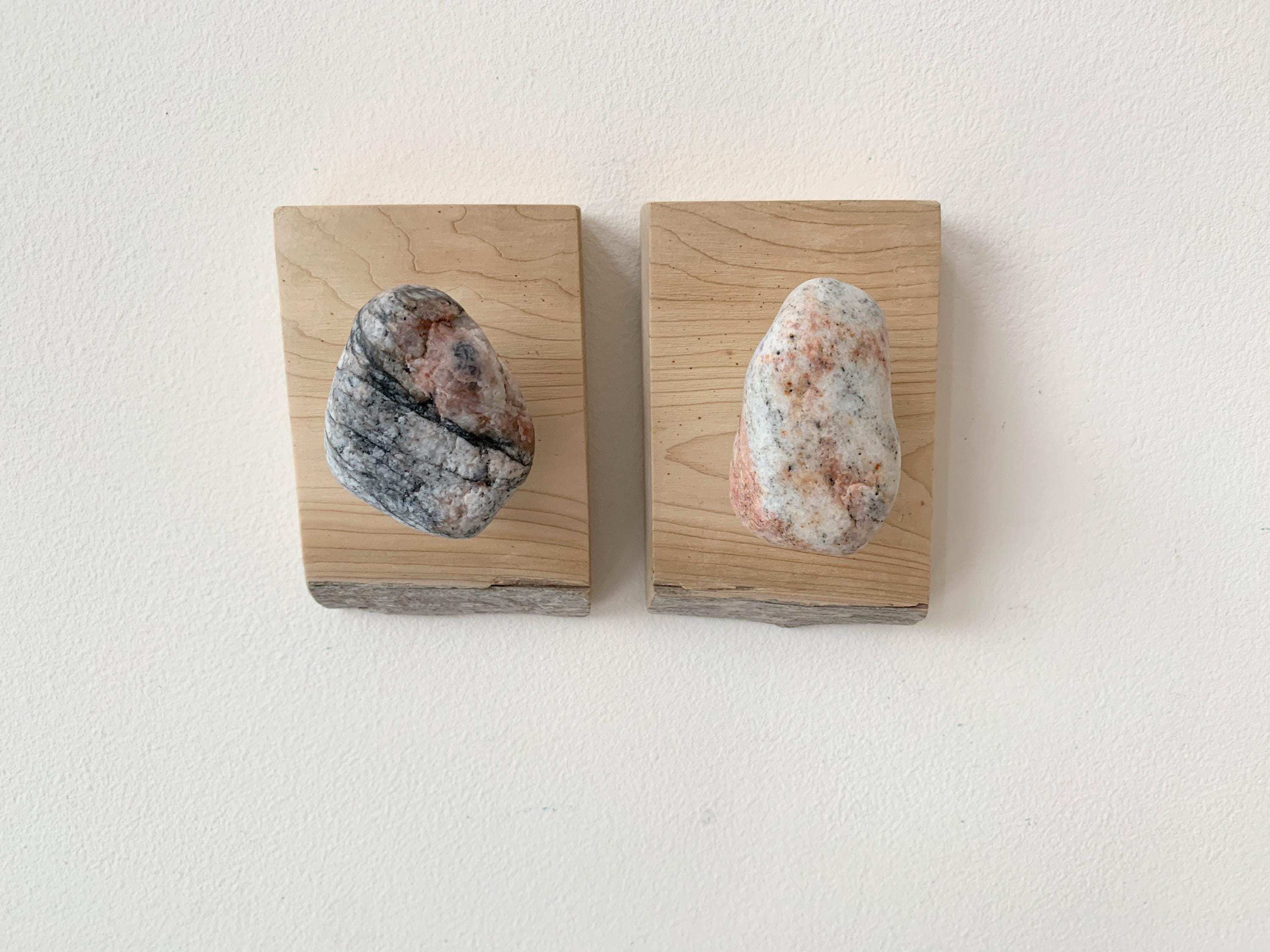 Beach Stone Hooks: Live Edge Milled Driftwood Wall Art – Set of 2