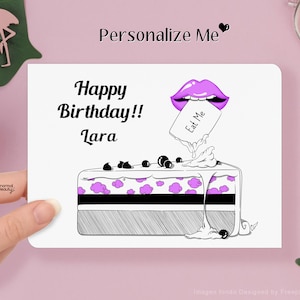 Tarjeta de cumpleaños Personalizada. Tarjeta regalo de cumpleaños. Tarjetas felicitación. Birthday card. Custom.Customised design. BDay Cake