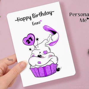 Tarjeta de cumpleaños Personalizada. Tarjeta regalo de cumpleaños. Cupcake.Felicitación. Birthday card. Custom. Customised design. BDay Cake