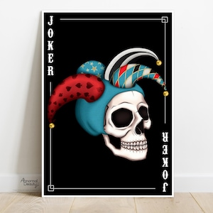 Print joker, Cartel joker, Poster poker, Poster calavera joker, Carta joker, Carta poker, Art Print para decoración, Decoración del hogar
