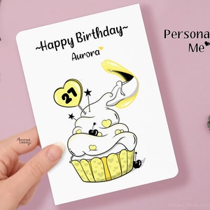 Tarjeta de cumpleaños Personalizada. Tarjeta regalo de cumpleaños. Cupcake.Felicitación. Birthday card. Custom. Customised design. BDay Cake