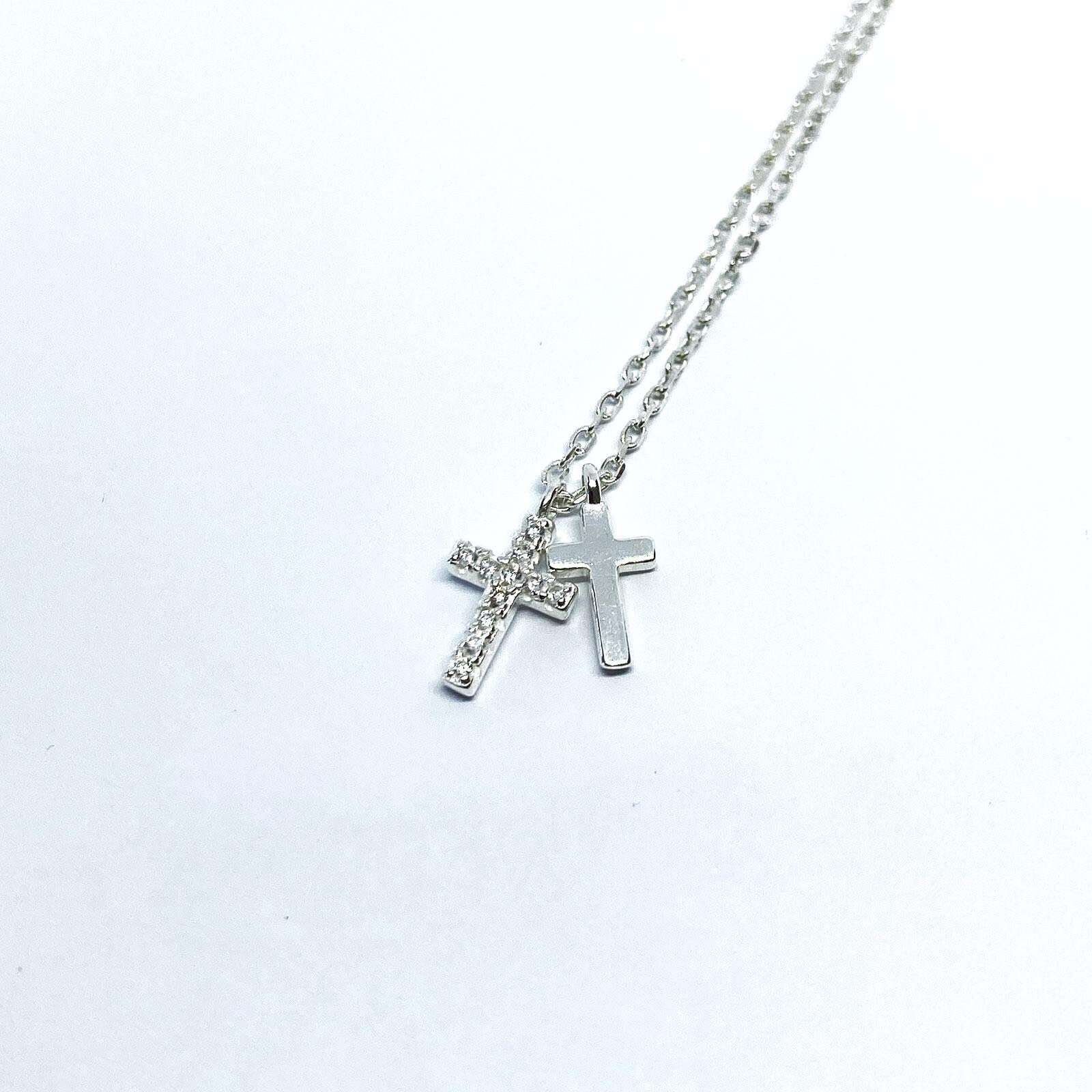 mini cross necklace silver