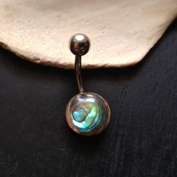 Abalone Shell Belly Piercing- Boho Jewelry- Organic Navel Bar- Body Jewelry- Sea Shell Navel Piercing- Belly Ring- Goddess- New Collection