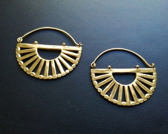 Mapuche Brass Earrings: Boho Tribal Fusion Jewelry