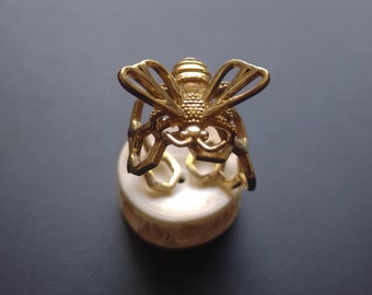 Brass Bee Honeycomb Ring - Adjustable Boho Jewelry