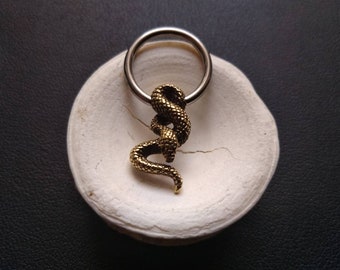 Piercing de serpiente Mamba de latón hecho a mano - Joyería corporal de acero quirúrgico