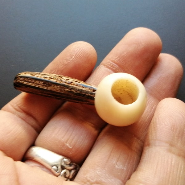 Tagua Nut Pocket Pipe- Chonta Wood- Organic Jewelry- Tribal Jewelry- Amazonian Peru- Ethnic Handcrafted- New Collection